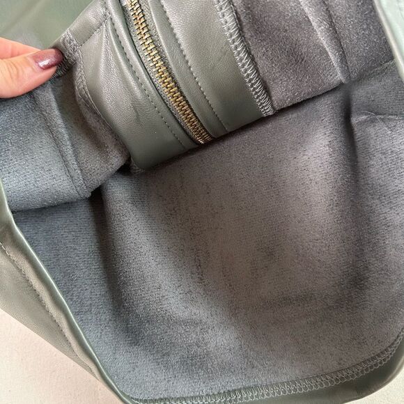 Dark Olive Vegan Leather Crop top S - Picture 3 of 6